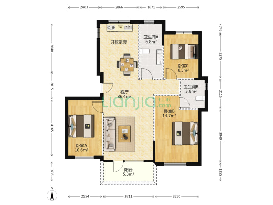光伸玺樾 3室1厅2卫 106平方
