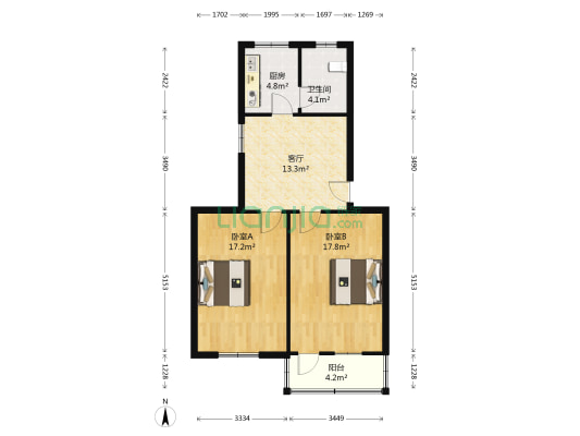 嘉宝花园二期 2室1厅1卫 72平方