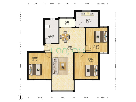 交行公寓 3室1厅1卫 94平方
