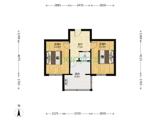 马道坡275号 2室1厅1卫 52平方