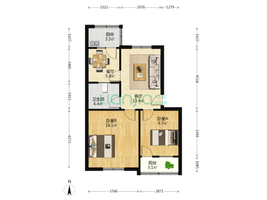 许昌市食品药品检验检测中心家属院 2室2厅1卫 67平方