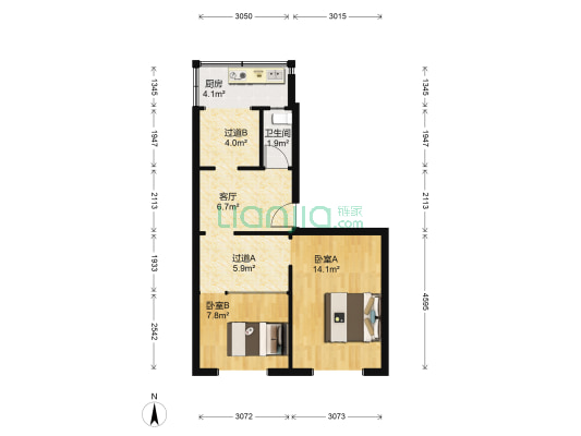 工农路495号 2室1厅1卫 65平方
