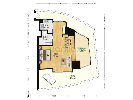 保利·凤凰公馆 1室0厅1卫 76平方