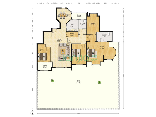 香缇半岛北区 3室1厅2卫 178平方