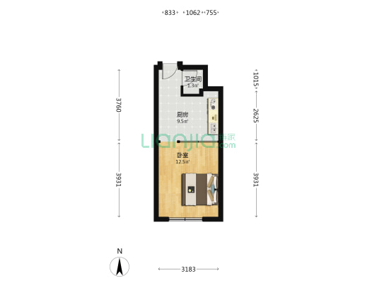 白龙社区 1室0厅1卫 54平方