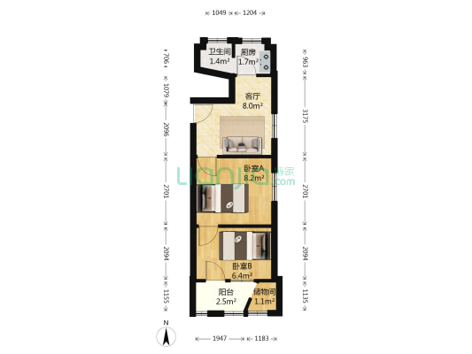沙园 2室1厅1卫 40平方