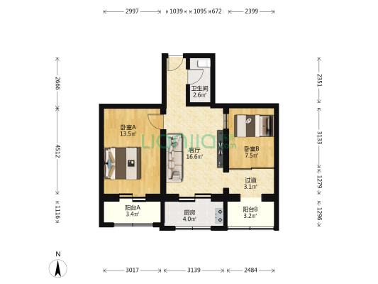 长安东区 2室1厅1卫 72平方