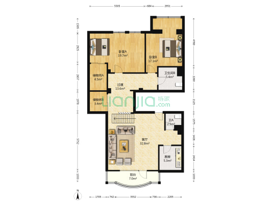 滨湖俪园 2室1厅2卫 178平方