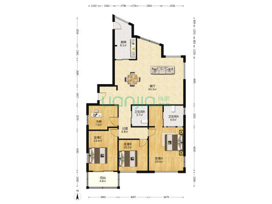 水景苑 4室1厅2卫 165平方