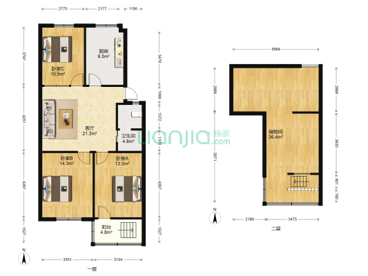 水警宿舍 3室1厅1卫 94平方