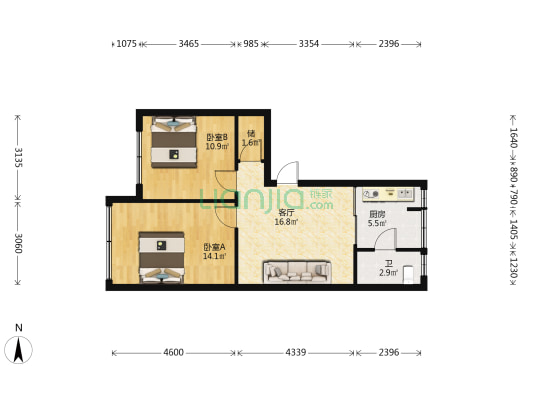 东方房开 2室1厅1卫 67平方