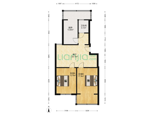 金鸟北区 2室1厅1卫 88平方