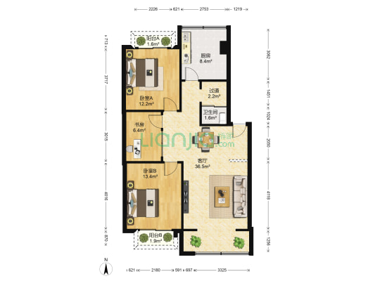 长春小区(江汉) 3室1厅1卫 103平方