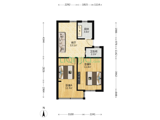 冶金二村 2室1厅1卫 54平方