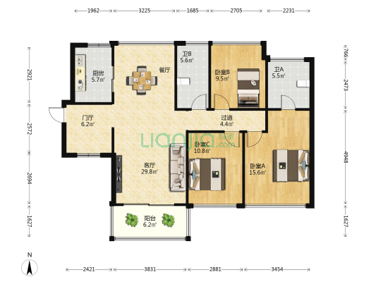 华侨城曦海岸二区 3室1厅2卫 118平方