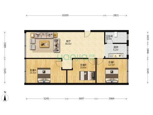 钟声巷 3室1厅1卫 106平方