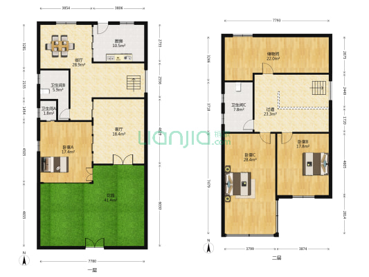 花苑三村 3室2厅3卫 212平方
