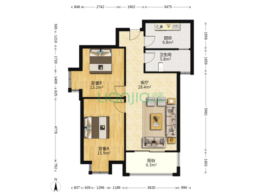 锦程大厦 2室1厅1卫 95平方