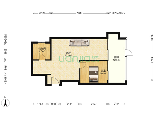 富力中心C区 1室1厅0卫 77平方