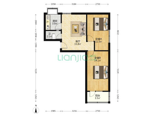 底巷子小区 2室1厅1卫 59平方