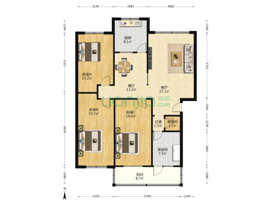 远大家属院 3室2厅1卫 143平方