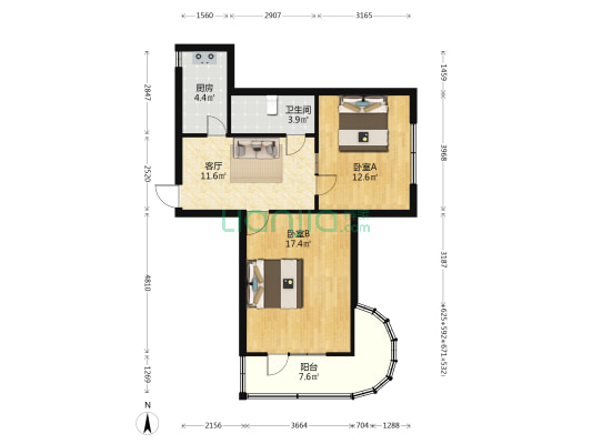 煤设院柳巷小区 2室1厅1卫 68平方