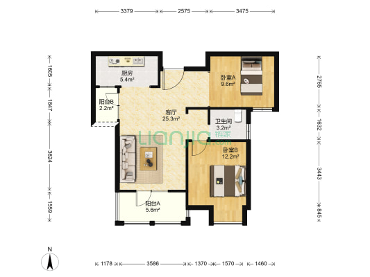 经开官湖澜岸 2室1厅1卫 89平方