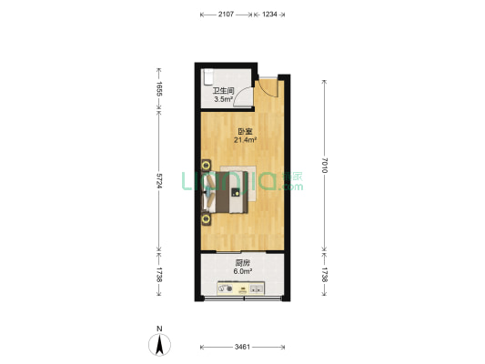 高新逸品 1室0厅1卫 41平方