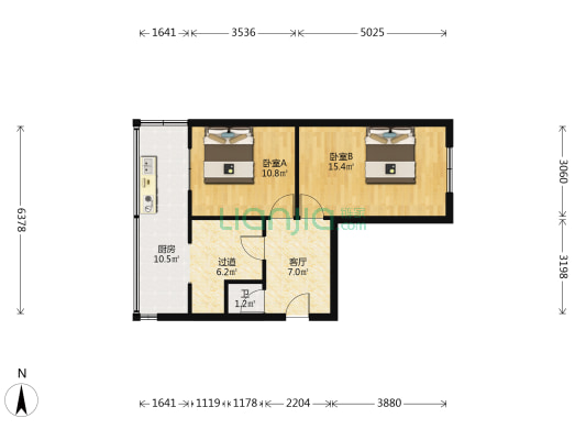 铁路52宿舍 2室1厅1卫 53平方