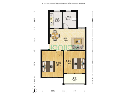 周康三村 2室1厅1卫 74平方