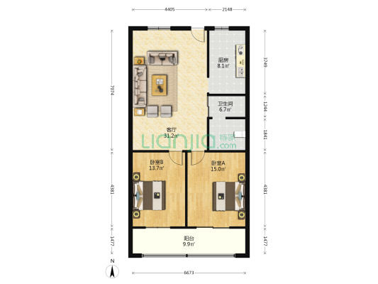 陕西省外贸公司家属院 2室1厅1卫 106平方