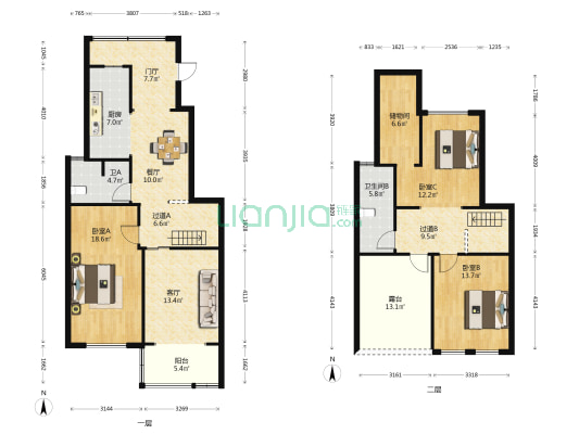 龙景名园 3室2厅2卫 125平方