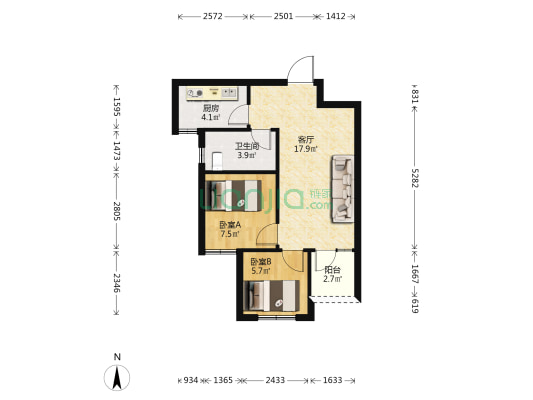 鸿桂苑 2室1厅1卫 64平方