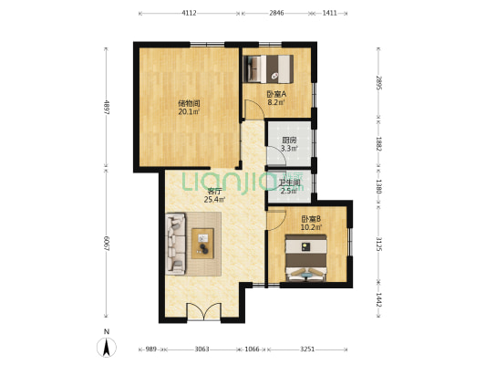 同德同盈 2室1厅1卫 83平方