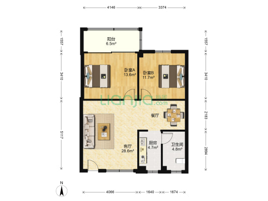 石牌东法院宿舍 2室1厅1卫 81平方