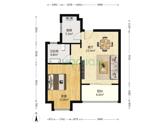 丝庐雅苑二期 1室1厅1卫 70平方