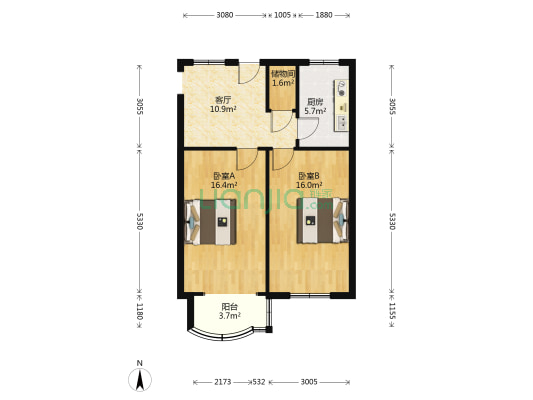 东景花园 2室1厅0卫 72平方