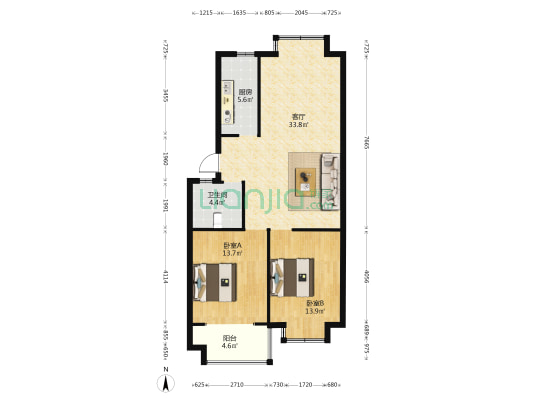 益新苑 2室1厅1卫 92平方