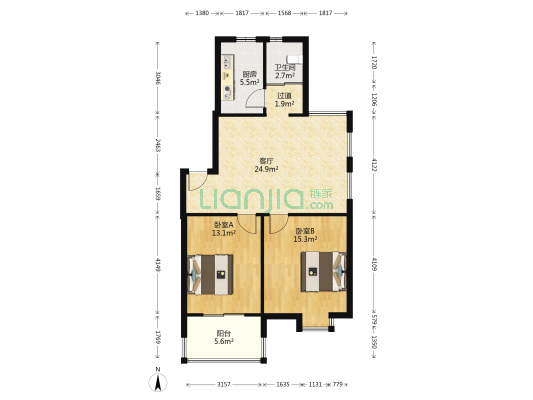 蜀麓苑 2室1厅1卫 80平方