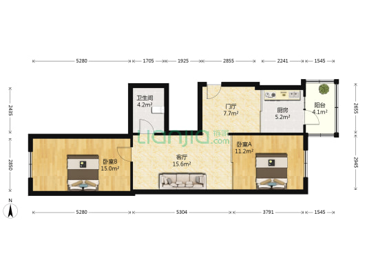 档案小区 2室1厅1卫 84平方