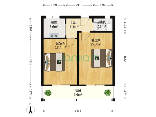 光华里 2室0厅1卫 56平方
