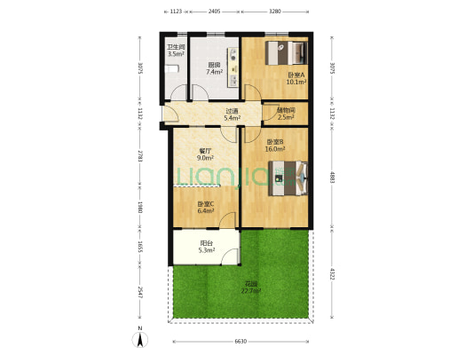 孝肃路二号 3室1厅1卫 75平方