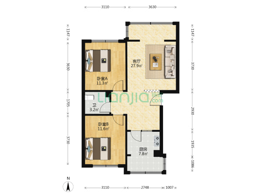 海口路小区 2室1厅1卫 73平方