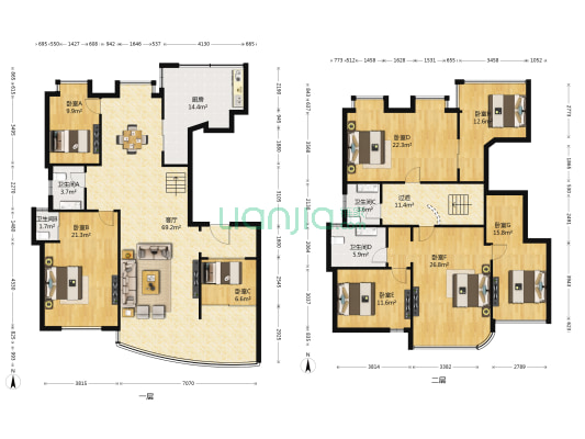 抚河明珠 8室1厅4卫 217平方