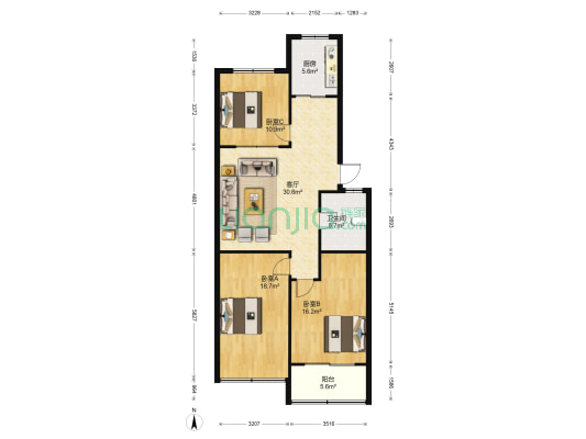 杏园 3室1厅1卫 111平方