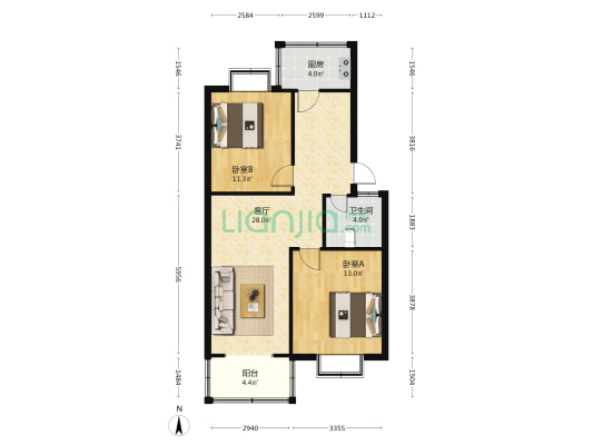 粤阳小区 2室1厅1卫 81平方