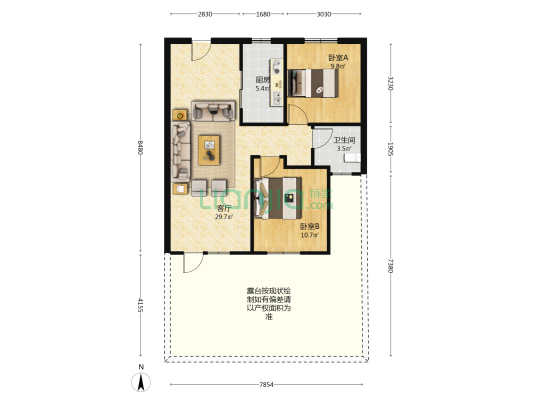 双语边 钻石商圈  学府澜湾一层带院 契税票满二 税低-户型图