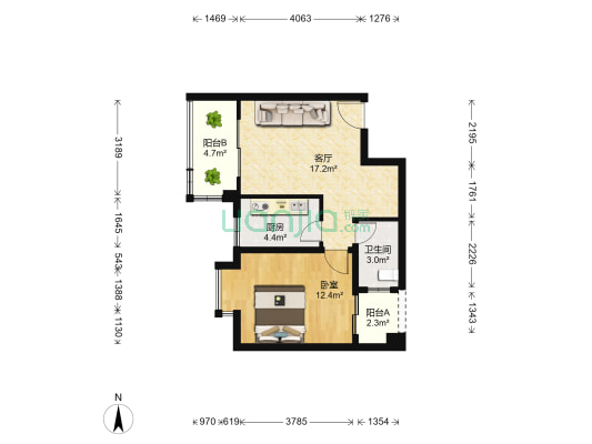 泉水人家二期B区 1室1厅1卫 62平方
