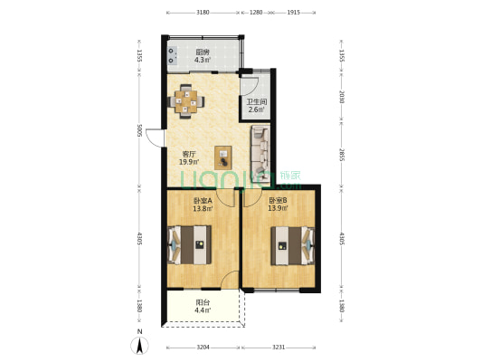 晚报新村 2室1厅1卫 70平方