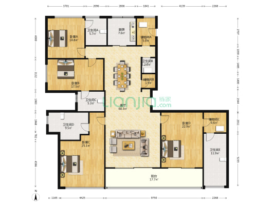 滨投云栖名筑 4室1厅5卫 303平方